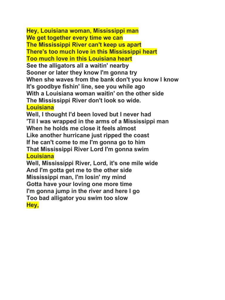 Louisiana Woman Lyrics | PDF