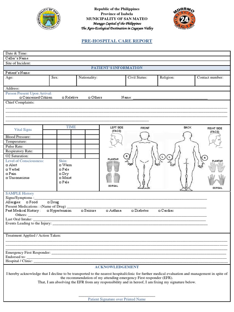 Pre-Hospital Care Report: Munggo Capital of The Philippines The Agro ...