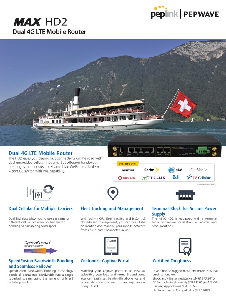 Pepwave Max Hd2 Datasheet | PDF | Wi Fi | 4 G