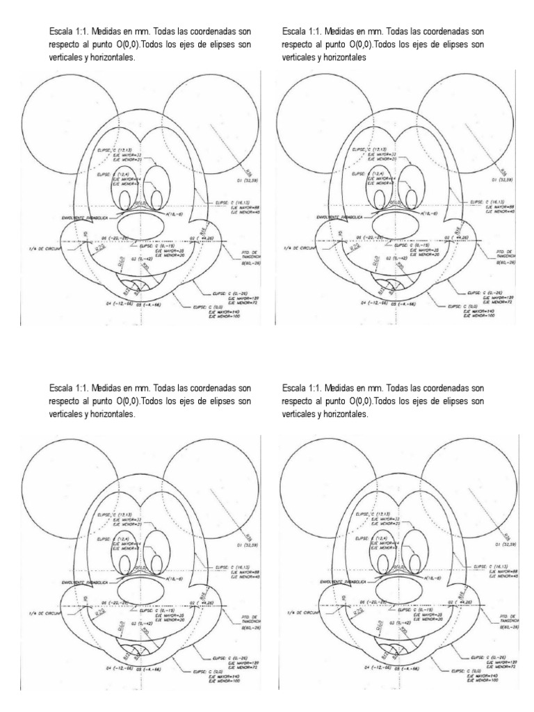Dibujos de Mickey Mouse en 2D con coordenadas | PDF | Métodos y ...