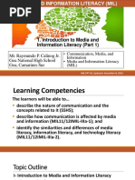 Introduction To Media and Information Literacy (Part 1)