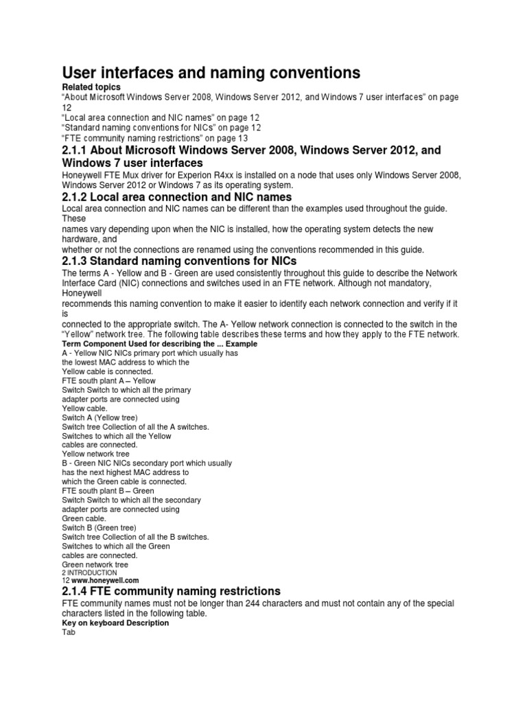User Interfaces and Naming Conventions PDF Network Interface
