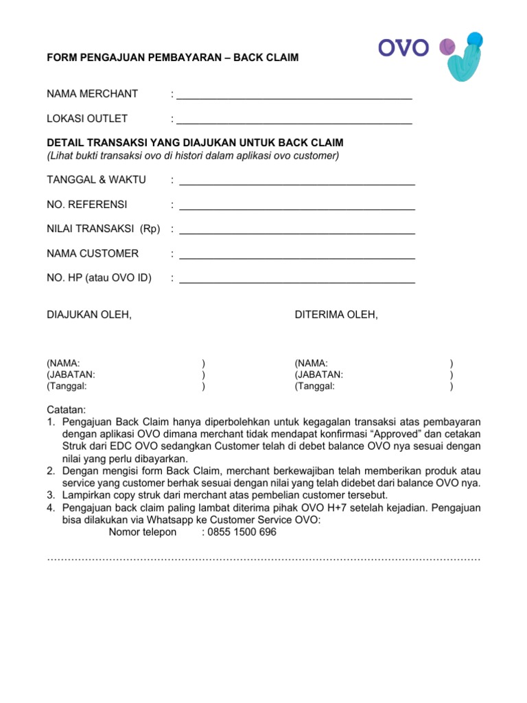 Form Pengajuan Pembayaran - Back Claim | PDF | Pengelolaan Keuangan & Uang