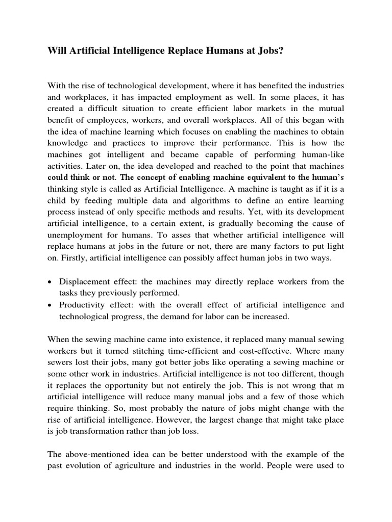 AI's Impact on Future Job Markets | PDF | Artificial Intelligence ...