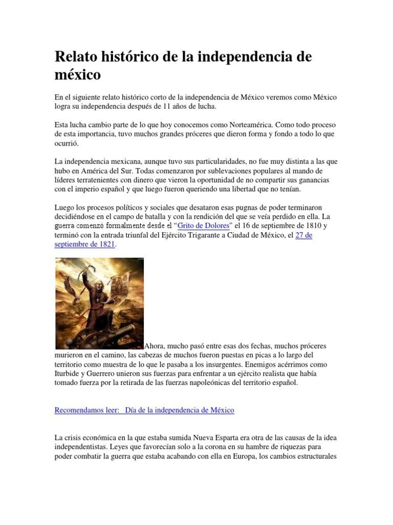 Relato Histórico de La Independencia de México