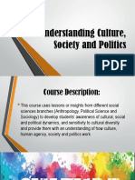 Understanding Culture, Society and Politics