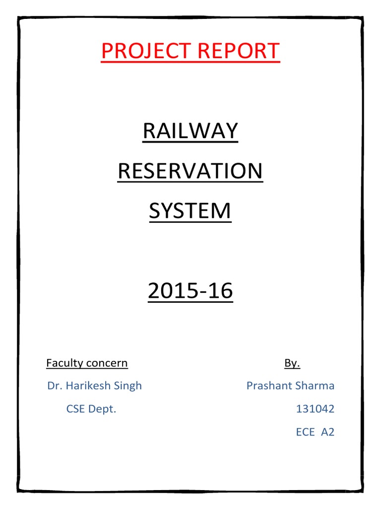 Project Report: Railway Reservation System | PDF | Directory (Computing ...