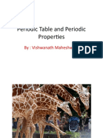Periodic Table and Periodic Properties: By: Vishwanath Maheshwary