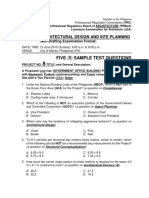 Five (5) Sample Test Questions: Architectural Design and Site Planning