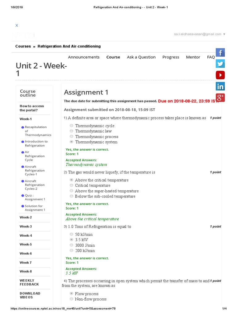 Refrigeration and Air-Conditioning - Unit 2 - Week-1 | PDF ...