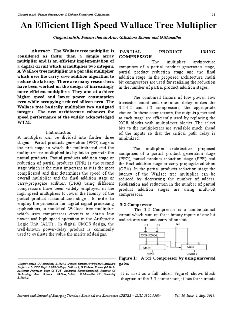 An Efficient High Speed Wallace Tree Multiplier | PDF | Logic Gate ...