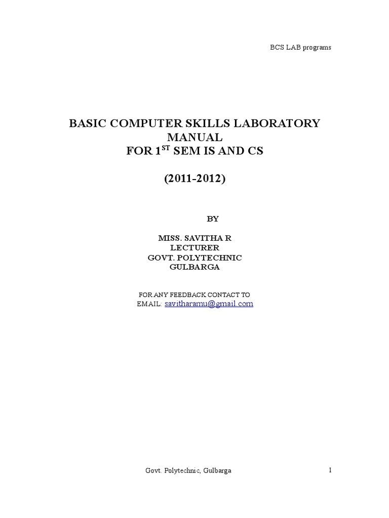 BCS Lab Manual for First Semester | PDF | Microsoft Access | Databases