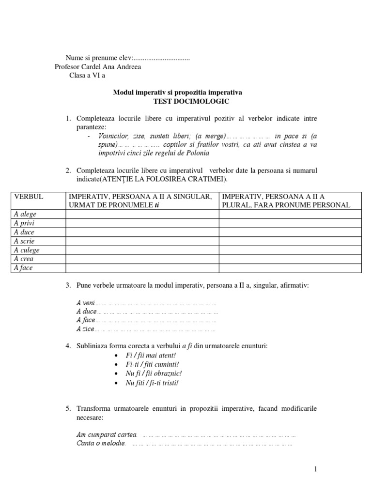 Imperativul Test Docimologic | PDF