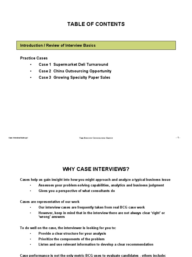 BCG Case Interview Preparation Guide | PDF | Retail | Supermarket