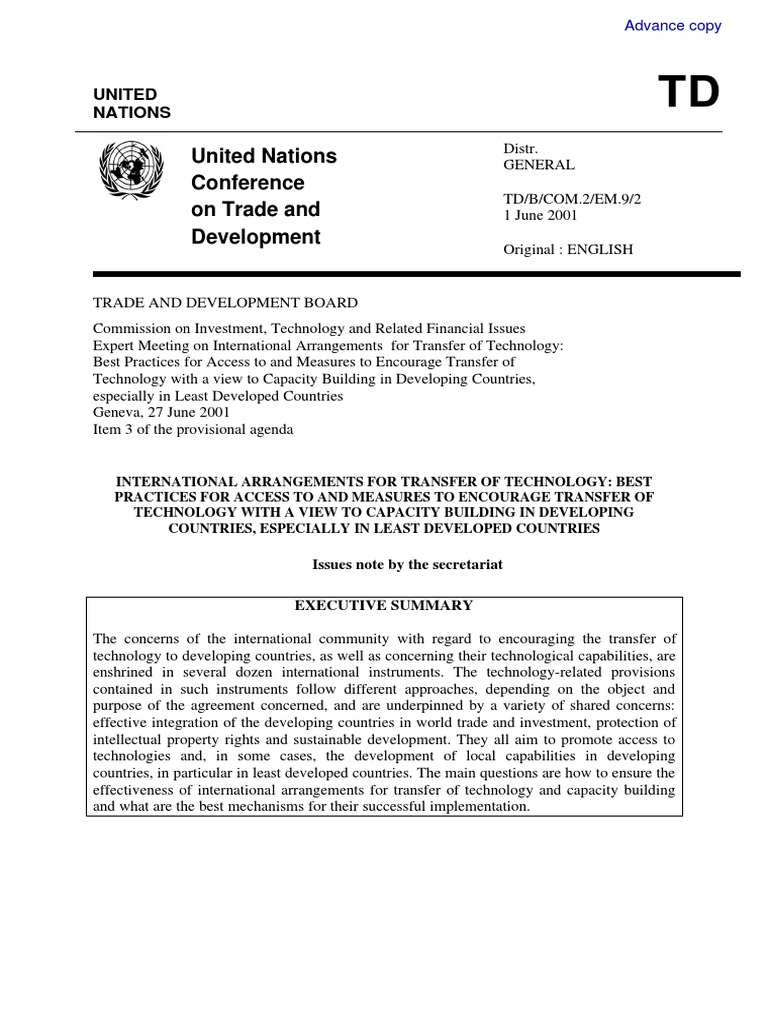 United Nations Conference On Trade and Development | PDF | Intellectual ...