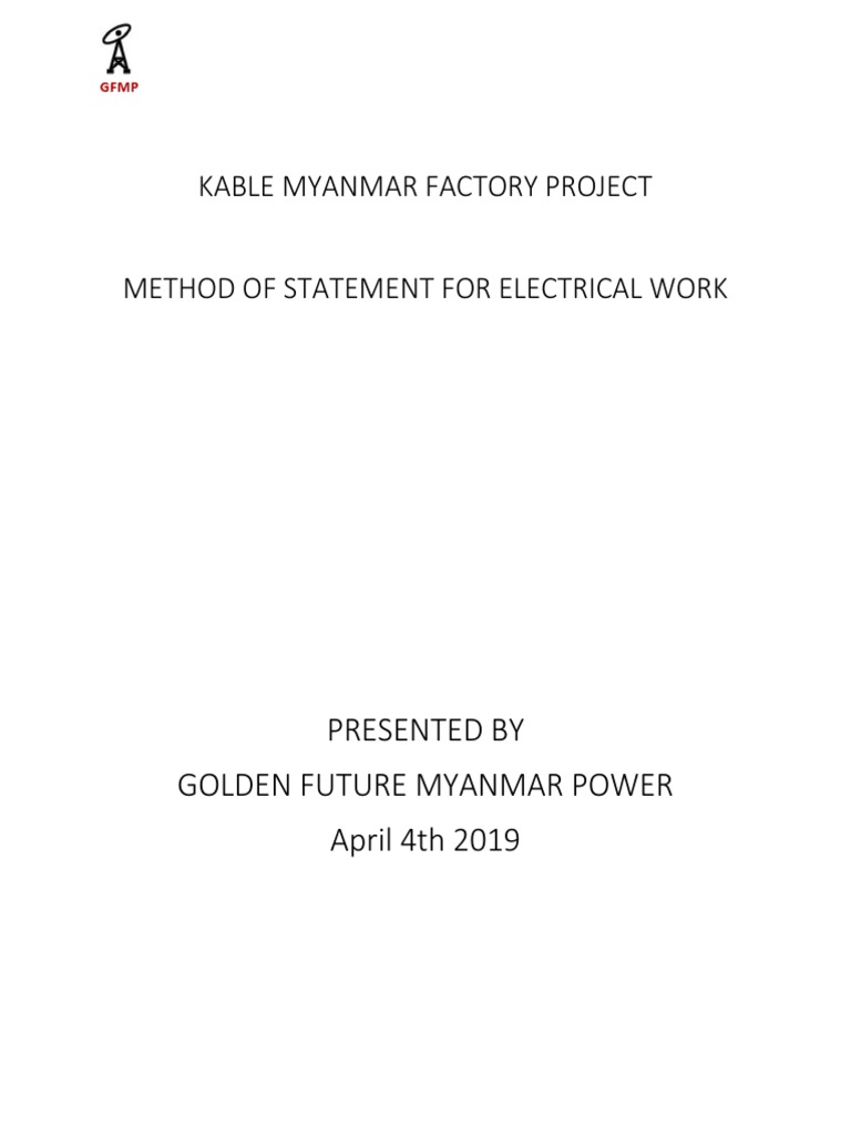 METHOD OF STATEMENT FOR ELECTRICAL WORK at KALBE PROJECT | PDF | Waste ...