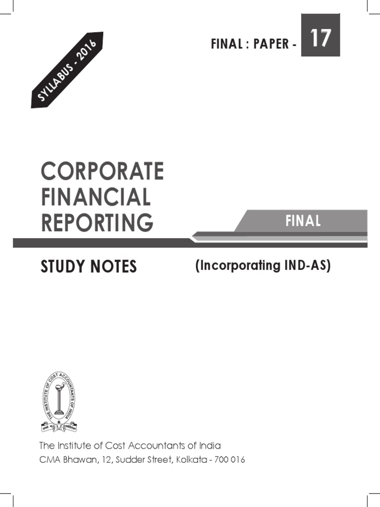 Corporate Financial Reporting: Study Notes | PDF | Financial Statement ...
