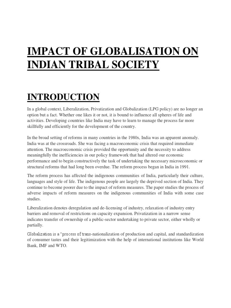Impact On Indian Tribal Society | Download Free PDF | Globalization ...