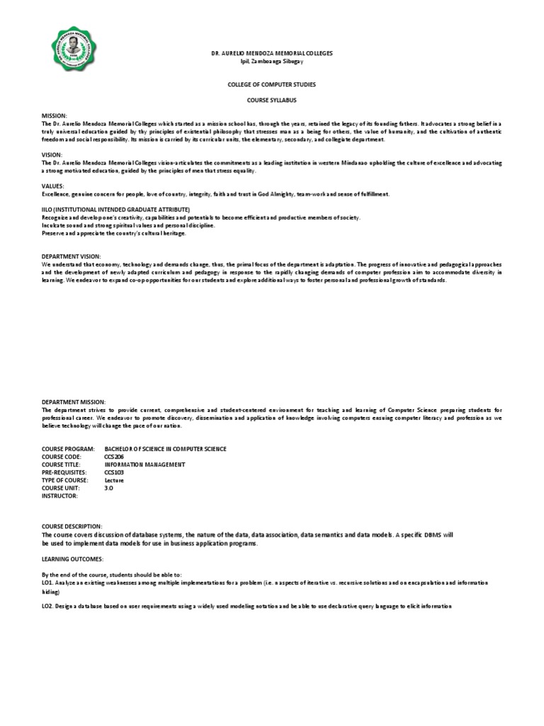 Computer Science Course Syllabus | PDF | World Wide Web | Internet & Web
