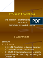 Ecclesia in 1 Corinthians: Old and New Testament Exegesis: Paul 2018-2019 Katholieke Universiteit Leuven