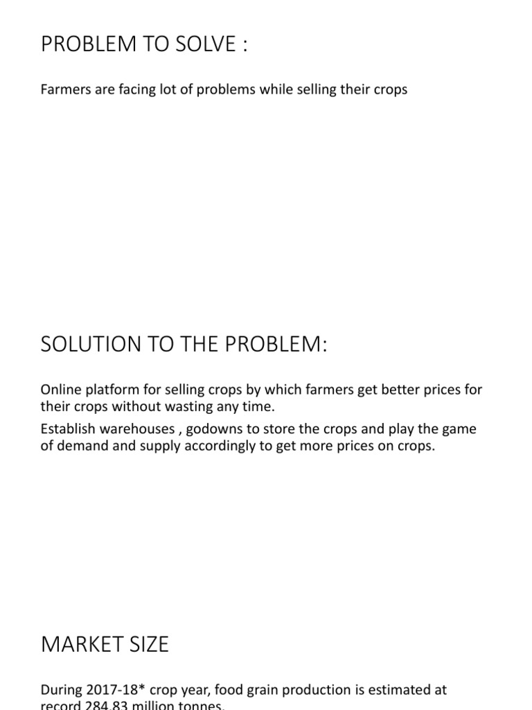 Problem To Solve:: Farmers Are Facing Lot of Problems While Selling ...