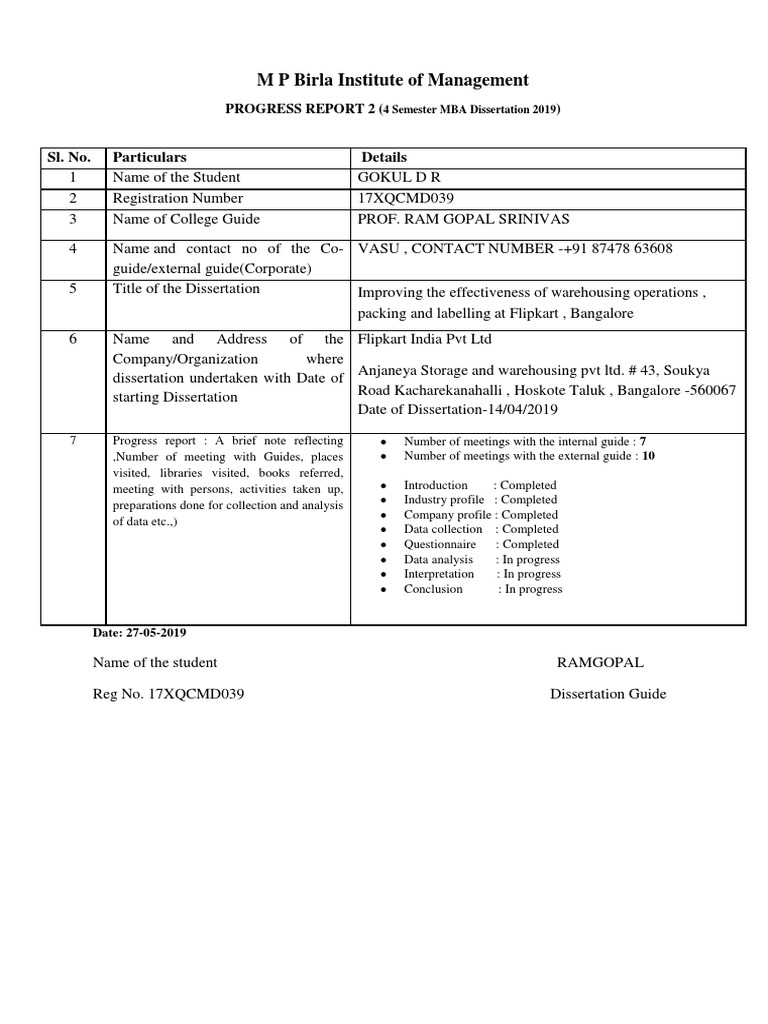 Progress Report GOKUL 2 | PDF | Data | Business