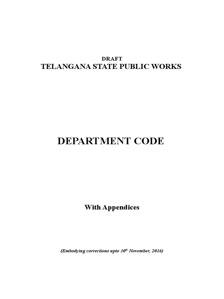 Telangana PWD Department Code Guide | PDF | Drinking Water | Government ...