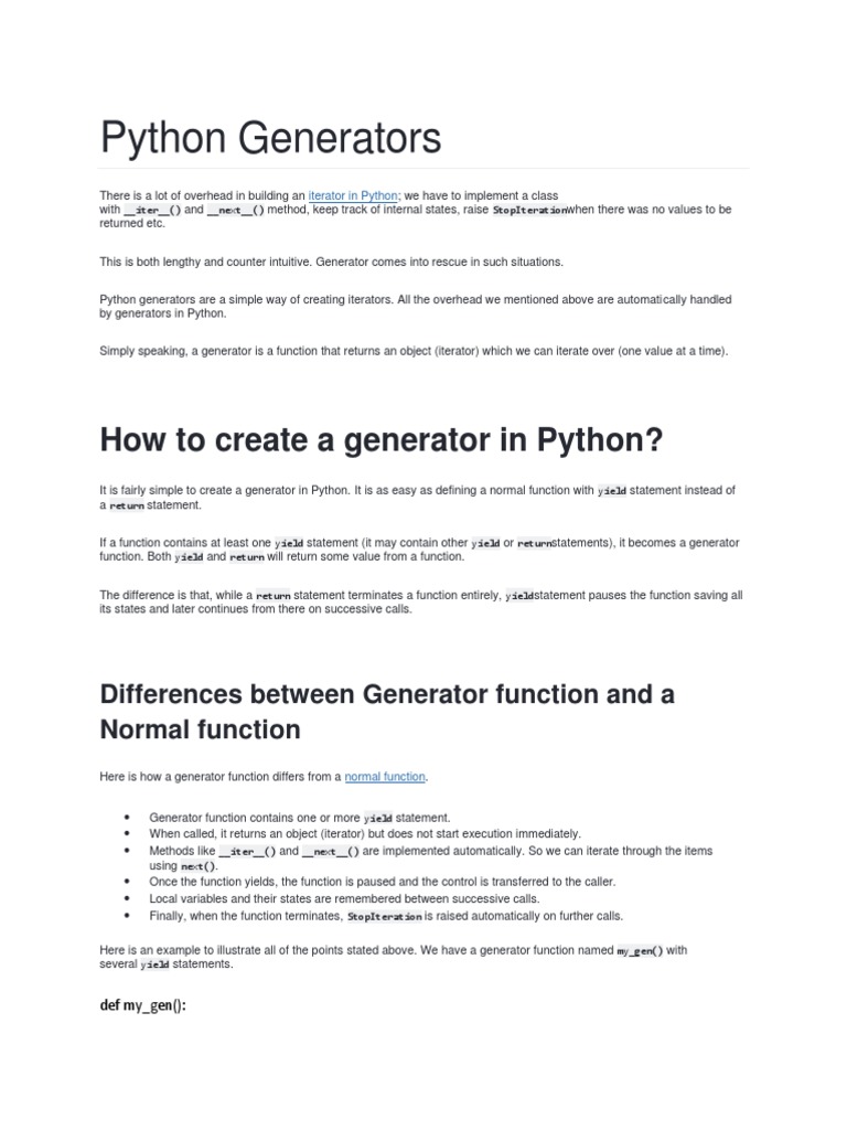 Python Generators | PDF | Control Flow | Subroutine
