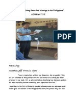 Necessity: Speaker: Jeff Francis Ojero: Round 1: "Legalizing Same Sex Marriage in The Philippines" Affirmative