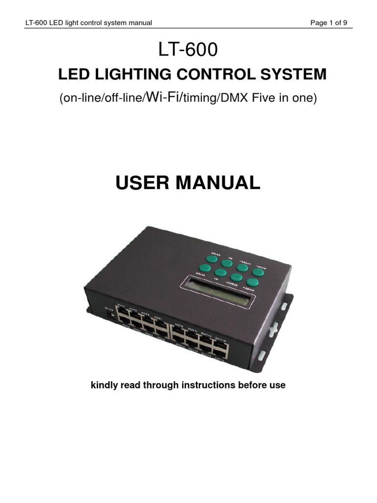 LT-600 LED Light Control System Manual | PDF | Video | Secure Digital