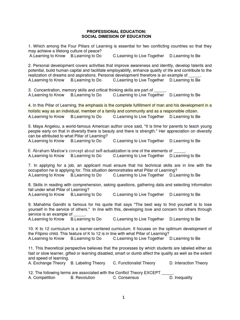 Social Dimensions of Education Insights | PDF | Existentialism ...