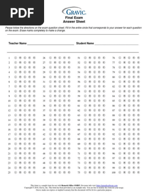 Answer sheet