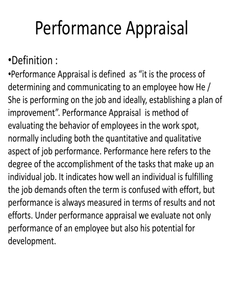 Understanding Performance Appraisal Process | PDF | Performance ...