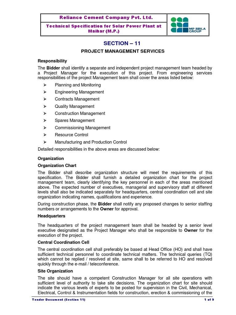 Section 11 - Project Management System - M | PDF | Specification ...