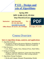COMP 122 - Design and Analysis of Algorithms: MW 11:00-12:15, SN 014