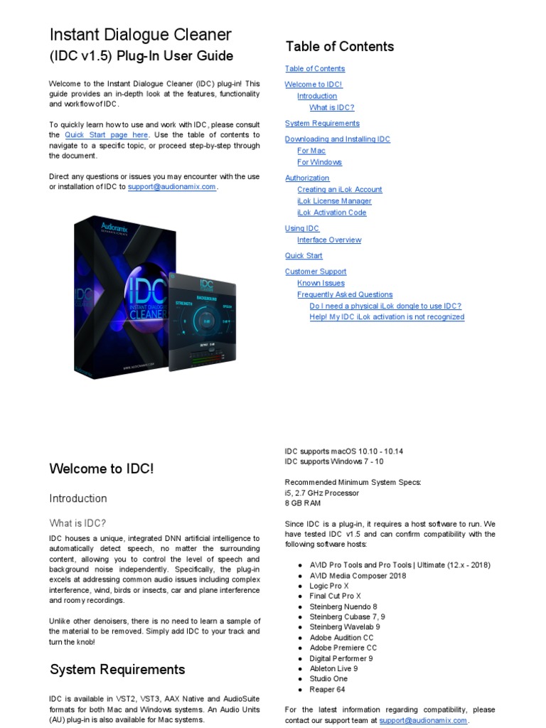 Instant Dialogue Cleaner: (IDC v1.5) Plug-In User Guide | PDF ...