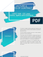 Types of Contract: CEET 528: CE Laws, Ethics, Specs and Contracts