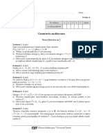 Geometria Analityczna Praca Klasowa 1 GR A Wersja PDF