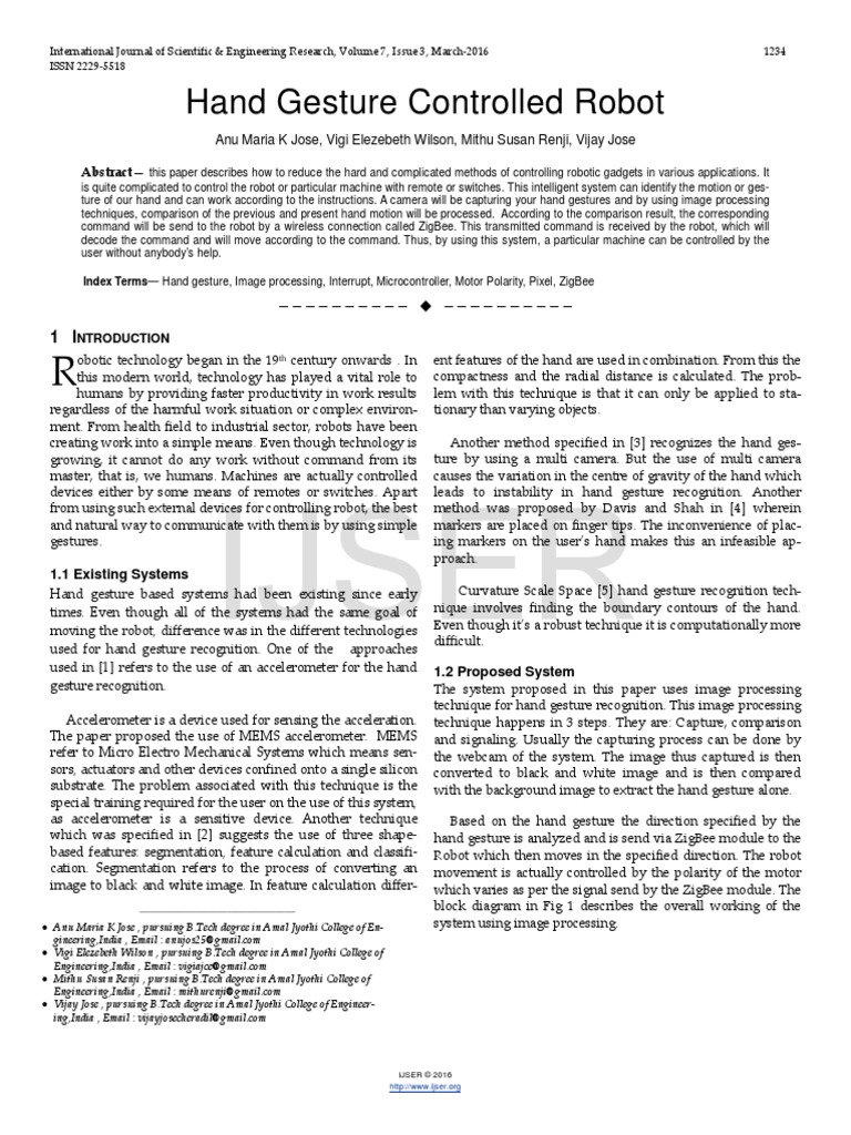 Hand Gesture Controlled Robot PDF | PDF | Accelerometer | Robot