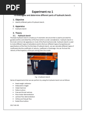 Lab Report 01 Hydraulics Fluid Mechanics