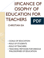 Significance of Philosophy of Education For Teachers