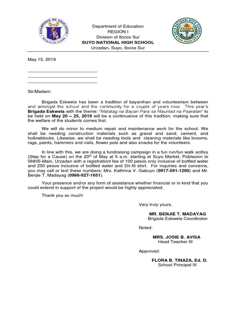 Brigada Eskwela Fundraising Event 2019 | PDF