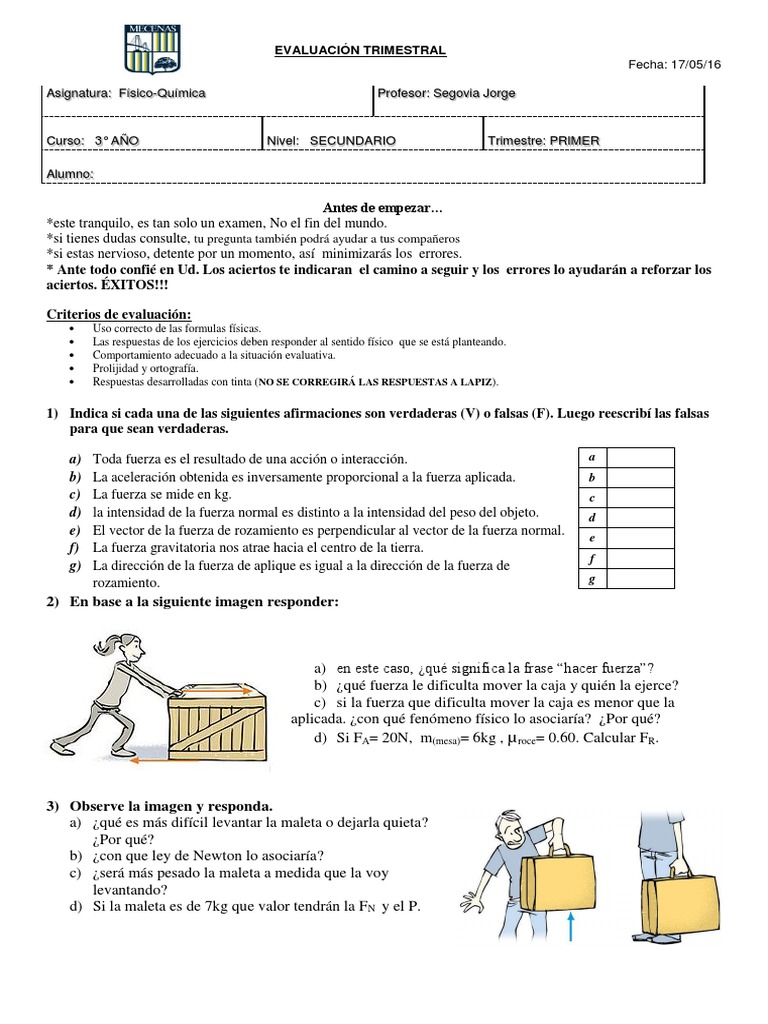 Evaluación De Fuerza Descargar Gratis Pdf Las Leyes Del Movimiento
