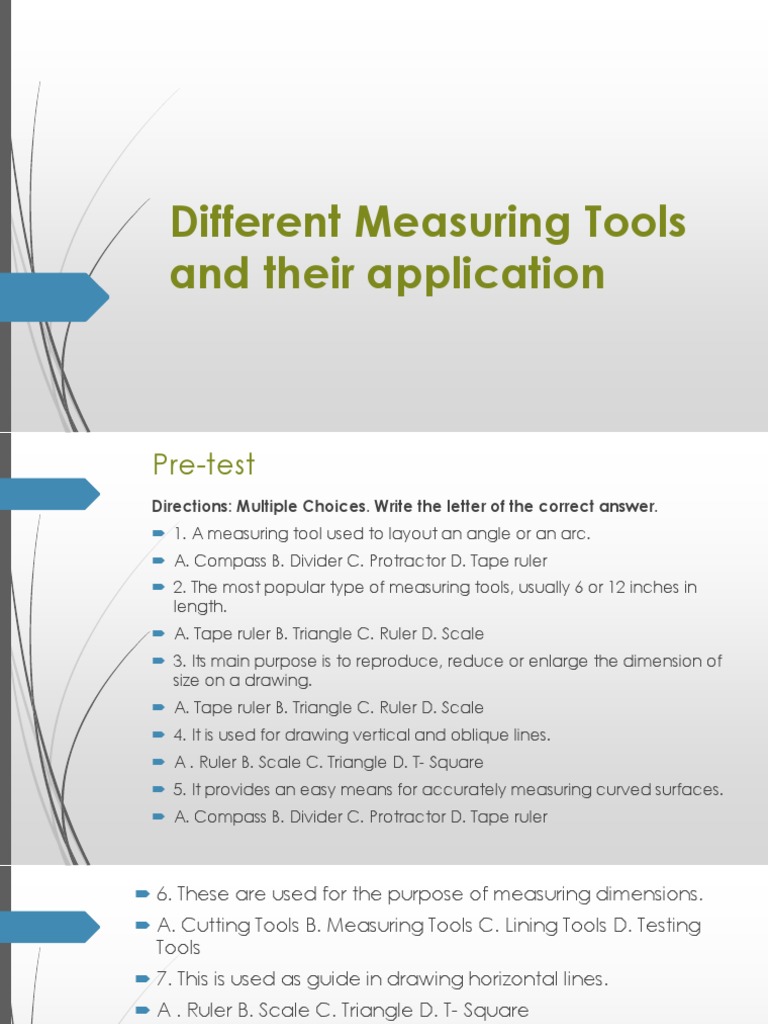 Different Measuring Tools and Their Application | PDF | Triangle | Drawing
