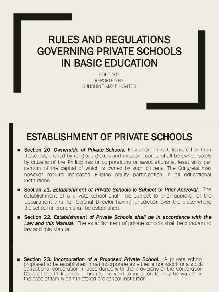 Private School Rules and Regulations | PDF | Private School | Corporations