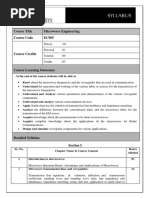 Course Title Microwave Engineering Course Code EC905: at The End of The Course Students Will Be Able To