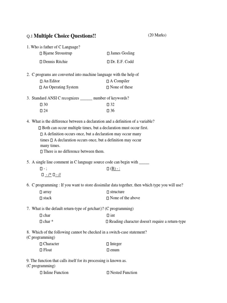 C Language Paper FEB 2019 | PDF | Subroutine | C (Programming Language)