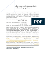 Fórmula de conversión entre calendario musulmán y gregoriano