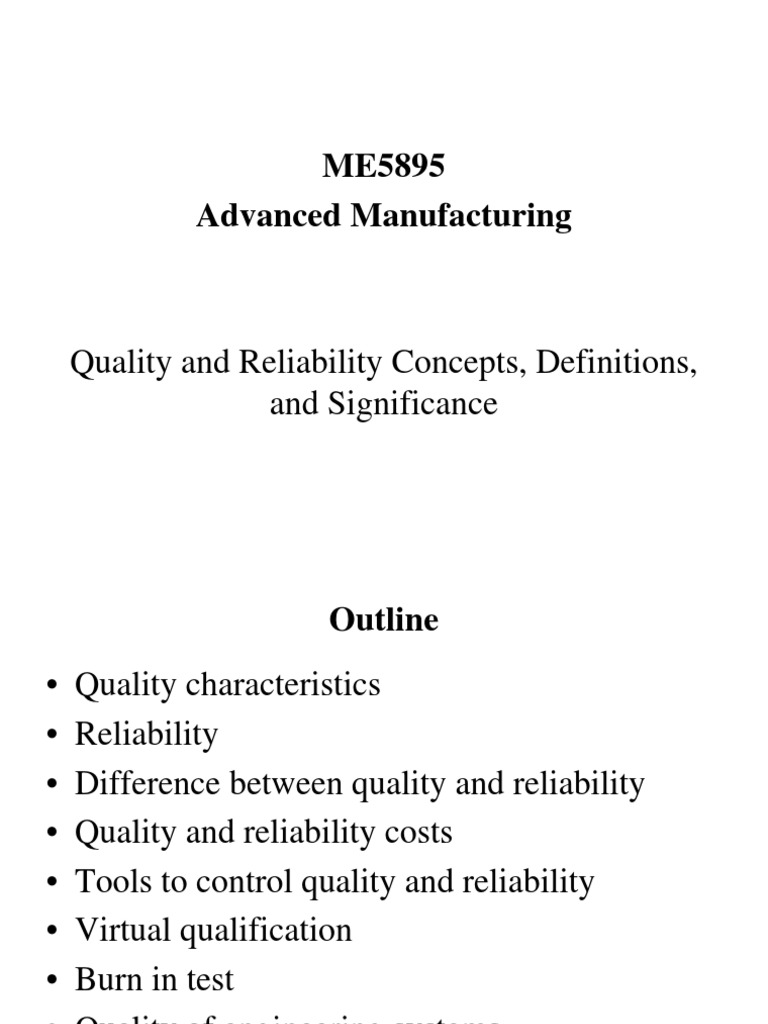 Quality Vs Reliability | PDF | Reliability Engineering | System
