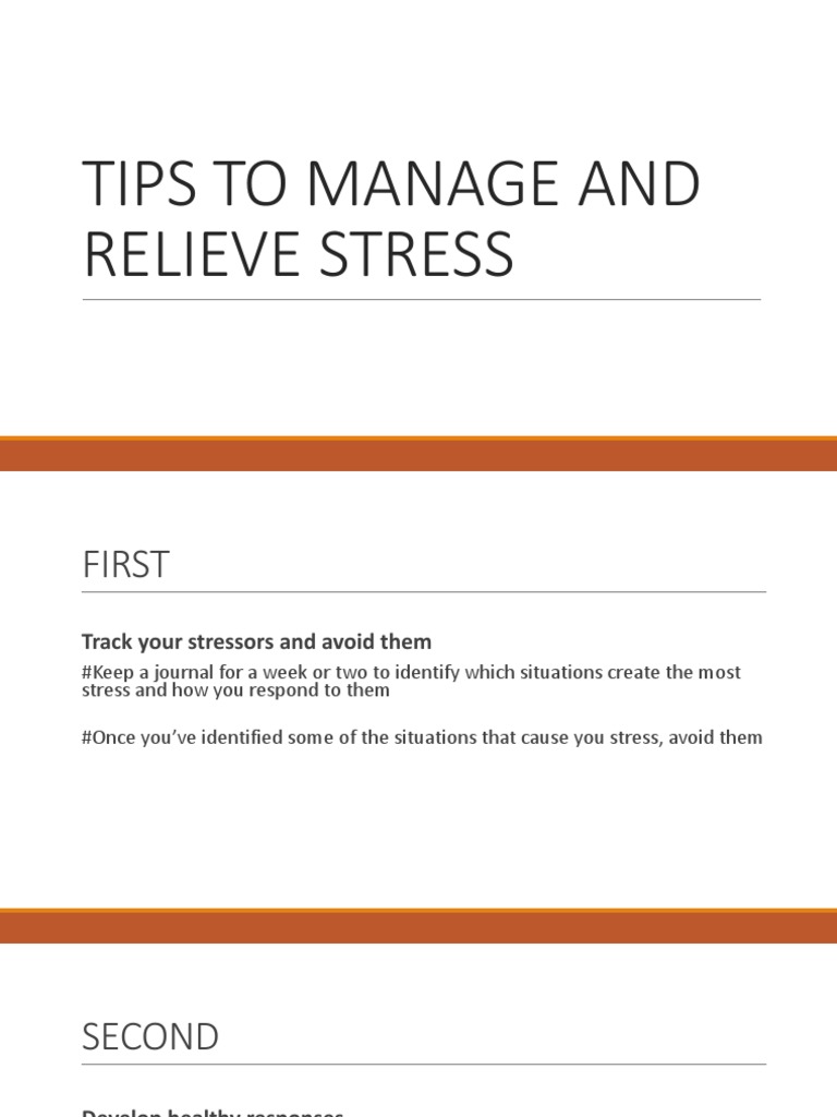 Tips To Manage and Relieve Stress | PDF | Stress (Biology) | Sleep